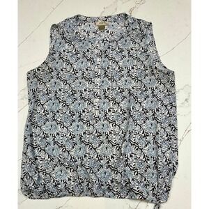 Ann Taylor LOFT V-Neck 3/4 Button Sleeveless Floral Top- Size Medium